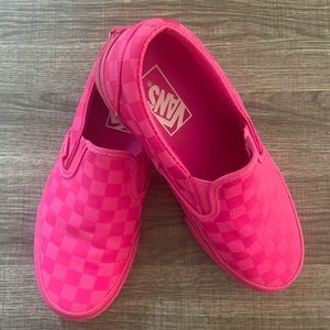 Neon Pink checkered Vans